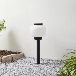 Lindby Terrassebelysning > Orfeas sokkellampe, sort/hvid, aluminium, Ø 24 cm