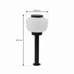 Lindby Terrassebelysning > Orfeas sokkellampe, sort/hvid, aluminium, Ø 24 cm