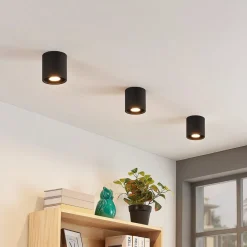 Loftlamper|Loftlamper ^ Lindby Parvin aluminium downlight, rund, sort