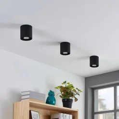 Loftlamper|Loftlamper ^ Lindby Parvin aluminium downlight, rund, sort