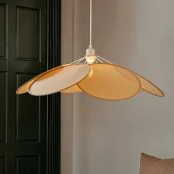 Lindby Pendellamper|Pendellamper > pendel Astraia, natur/hvid, rattan, Ø 80 cm