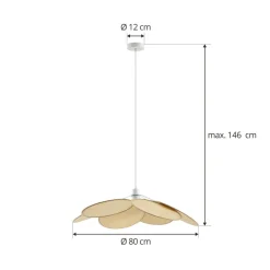 Lindby Pendellamper|Pendellamper > pendel Astraia, natur/hvid, rattan, Ø 80 cm