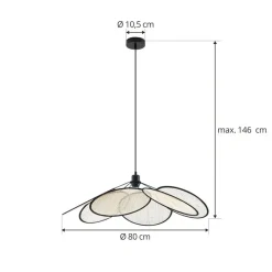 Pendellamper ^ Lindby pendel Astraia, natur/sort, hør, Ø 80 cm
