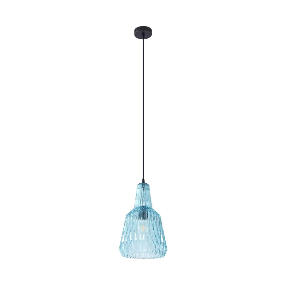 Pendellamper ^ Lindby pendel Belarion, blå, 1-lys, glas, Ø 23 cm