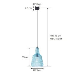 Pendellamper ^ Lindby pendel Belarion, blå, 1-lys, glas, Ø 23 cm