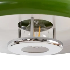 Pendellamper ^ Lindby pendellampe Branford, retro, Ø 35 cm, grøn, metal