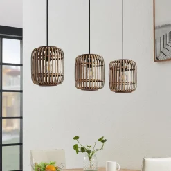 Lindby Pendellamper|Pendellamper > pendellampe Canyana, natur, 3 lyskilder, rattan, 105 cm