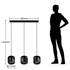 Lindby Pendellamper|Pendellamper > pendellampe Canyana, natur, 3 lyskilder, rattan, 105 cm