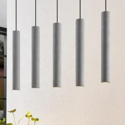 Lindby Pendellamper > pendellampe Concretto, 100 cm, grå, 5 lyskilder, beton