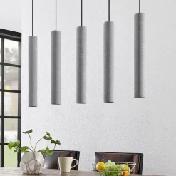 Lindby Pendellamper > pendellampe Concretto, 100 cm, grå, 5 lyskilder, beton