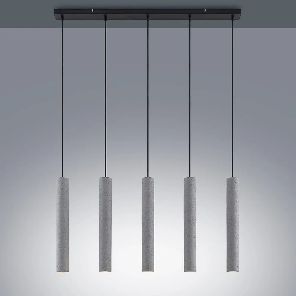 Lindby Pendellamper > pendellampe Concretto, 100 cm, grå, 5 lyskilder, beton