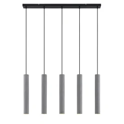 Lindby Pendellamper > pendellampe Concretto, 100 cm, grå, 5 lyskilder, beton