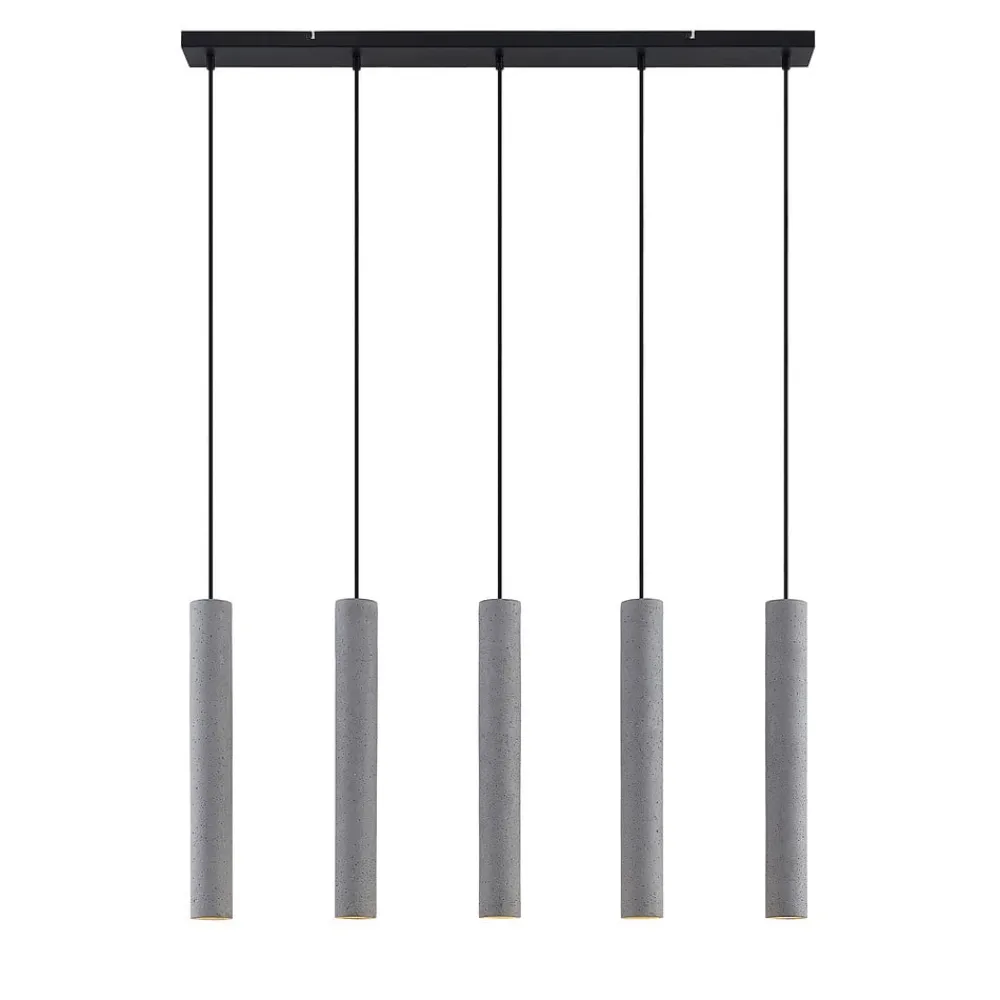 Lindby Pendellamper > pendellampe Concretto, 100 cm, grå, 5 lyskilder, beton