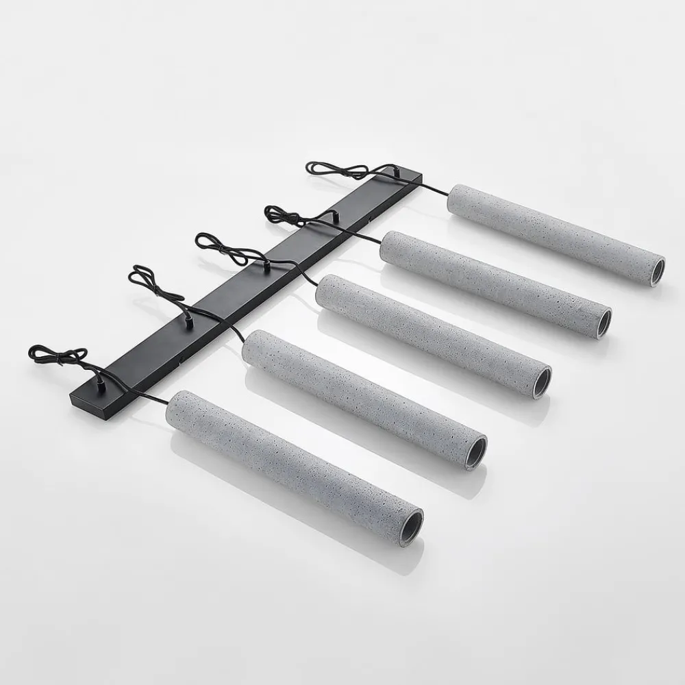 Lindby Pendellamper > pendellampe Concretto, 100 cm, grå, 5 lyskilder, beton