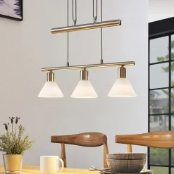 Pendellamper|Pendellamper ^ Lindby pendellampe Delira, 3 lyskilder, nikkel, højdejusterbar