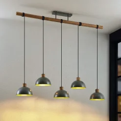 Lindby Pendellamper|Pendellamper > pendellampe Durbis, 149 cm, sort, 5 lyskilder, træ