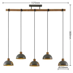 Lindby Pendellamper|Pendellamper > pendellampe Durbis, 149 cm, sort, 5 lyskilder, træ