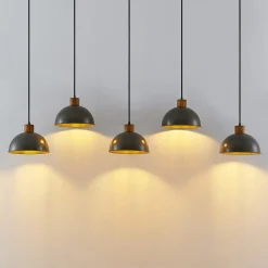 Lindby Pendellamper|Pendellamper > pendellampe Durbis, 149 cm, sort, 5 lyskilder, træ