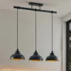 Pendellamper|Pendellamper ^ Lindby pendellampe Emna, 3 lyskilder, sort/guld, metal, 101 cm