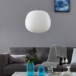 Lindby Pendellamper|Pendellamper > pendellampe Ginevra, Ø 38 cm, hvid, glas, E27
