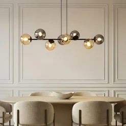 Lindby Pendellamper|Pendellamper > pendellampe Isamer, smoke grey/amber, 130 cm, globe