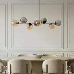 Lindby Pendellamper|Pendellamper > pendellampe Isamer, smoke grey/amber, 130 cm, globe