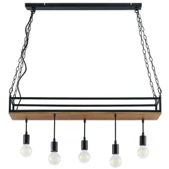 Lindby Pendellamper|Pendellamper > pendellampe Kirista, 5 lyskilder, sort, træ, 100 cm