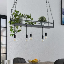 Lindby Pendellamper|Pendellamper > pendellampe Kirista, 5 lyskilder, sort, metal, 100 cm