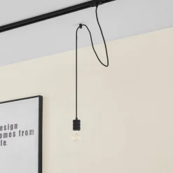 Lindby Skinnesystem > pendellampe Linaro, Ø 4,6 cm, sort, 1-faset, E27