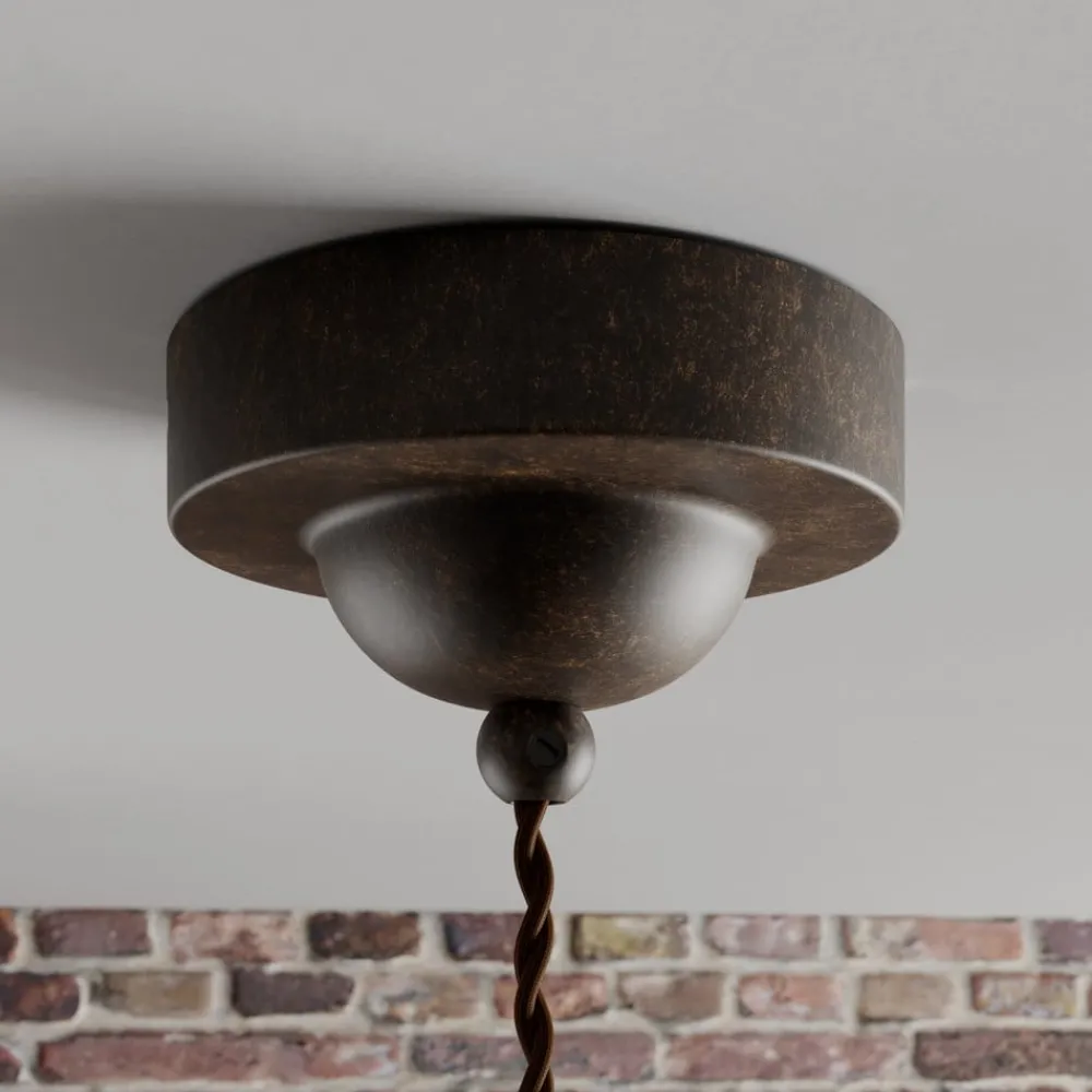 Gang|Pendellamper ^ Lindby pendellampe Louisanne, brun, metal, Ø 35 cm