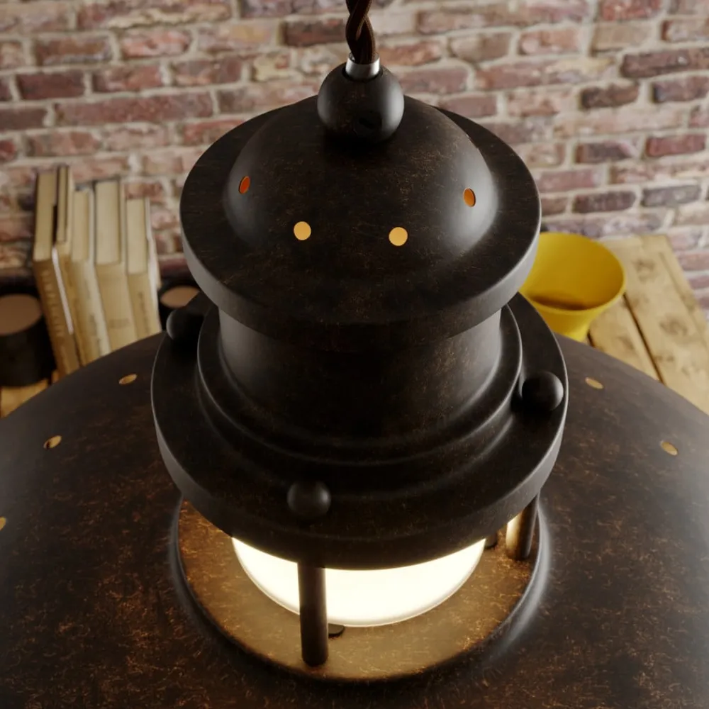 Gang|Pendellamper ^ Lindby pendellampe Louisanne, brun, metal, Ø 35 cm