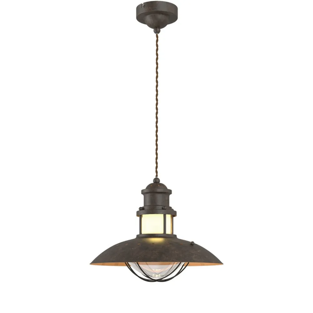Gang|Pendellamper ^ Lindby pendellampe Louisanne, brun, metal, Ø 35 cm