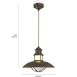 Gang|Pendellamper ^ Lindby pendellampe Louisanne, brun, metal, Ø 35 cm