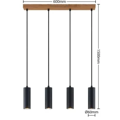 Lindby Pendellamper > pendellampe Maniva. 60 cm, 4 lyskilder, sort, GU10