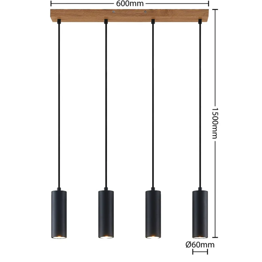 Lindby Pendellamper > pendellampe Maniva. 60 cm, 4 lyskilder, sort, GU10