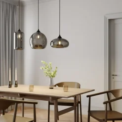 Lindby Pendellamper|Pendellamper > pendellampe Marla, 3 lyskilder, glas, røgfarvet grå, 102 cm