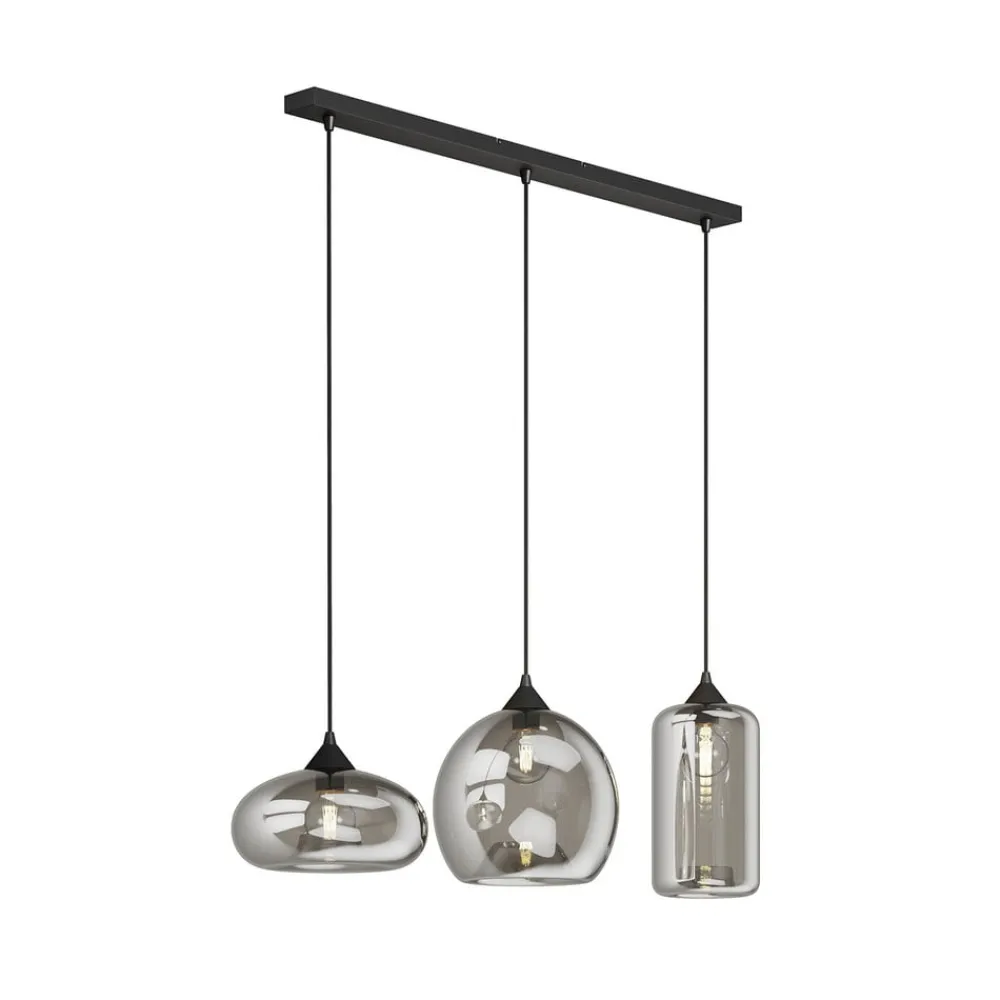 Lindby Pendellamper|Pendellamper > pendellampe Marla, 3 lyskilder, glas, røgfarvet grå, 102 cm