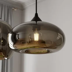 Lindby Pendellamper|Pendellamper > pendellampe Marla, 3 lyskilder, glas, røgfarvet grå, 102 cm