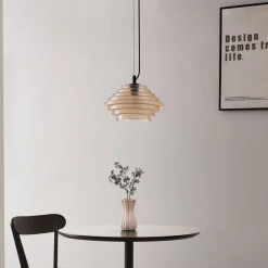 Lindby Pendellamper|Pendellamper > pendellampe Orliana, Ø 35 cm, ravfarvet, glas