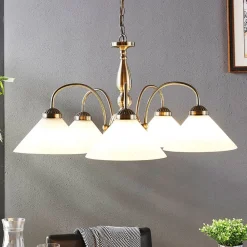Lindby Gang|Pendellamper > pendellampe Otis, Ø 68 cm, 5 lyskilder, hvid, glas, E27