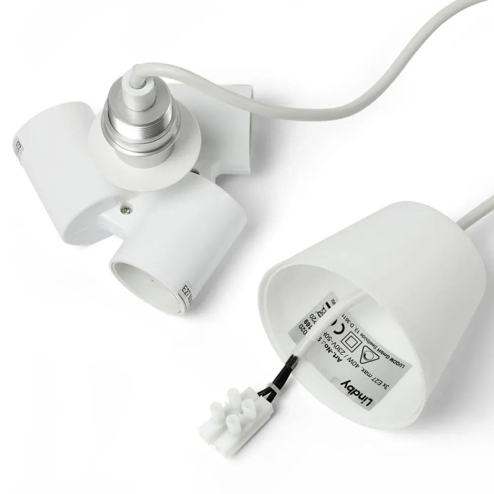 Gang|Pendellamper ^ Lindby pendellampe Simaria, brun/grå/hvid, Ø 60 cm, E27