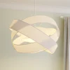 Gang ^ Lindby pendellampe Simaria, hvid, tekstil, Ø 60 cm, E27