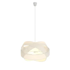 Gang ^ Lindby pendellampe Simaria, hvid, tekstil, Ø 60 cm, E27