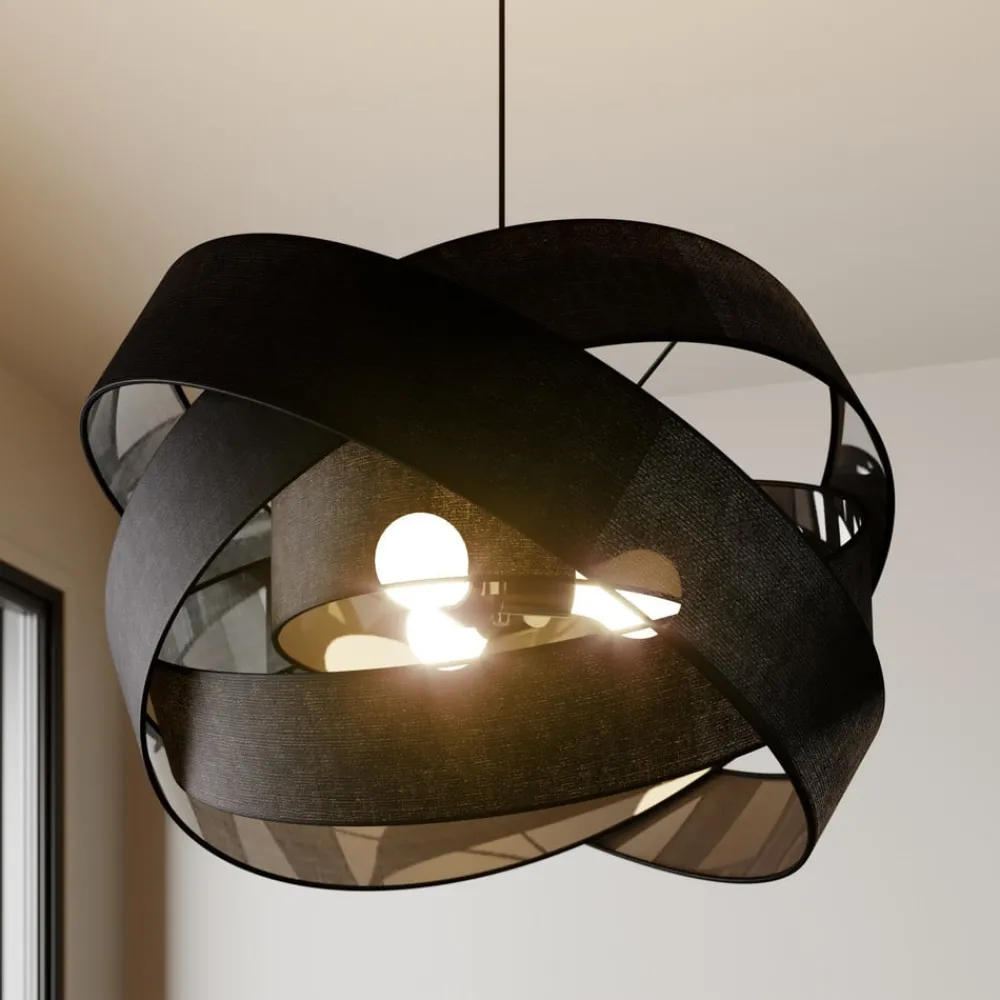 Lindby Gang|Pendellamper > pendellampe Simaria, sort, tekstil, Ø 60 cm, E27