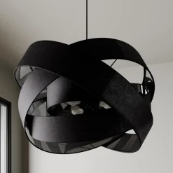 Lindby Gang|Pendellamper > pendellampe Simaria, sort, tekstil, Ø 60 cm, E27