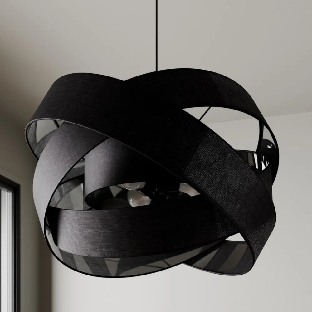 Lindby Gang|Pendellamper > pendellampe Simaria, sort, tekstil, Ø 60 cm, E27