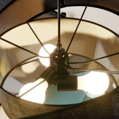 Lindby Gang|Pendellamper > pendellampe Simaria, sort, tekstil, Ø 60 cm, E27