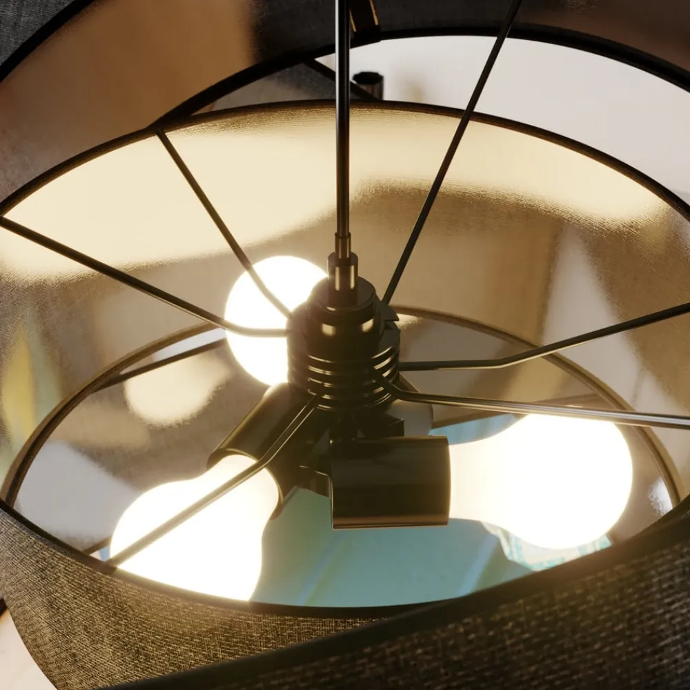 Lindby Gang|Pendellamper > pendellampe Simaria, sort, tekstil, Ø 60 cm, E27