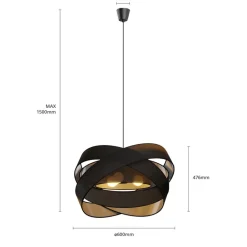 Lindby Gang|Pendellamper > pendellampe Simaria, sort, tekstil, Ø 60 cm, E27