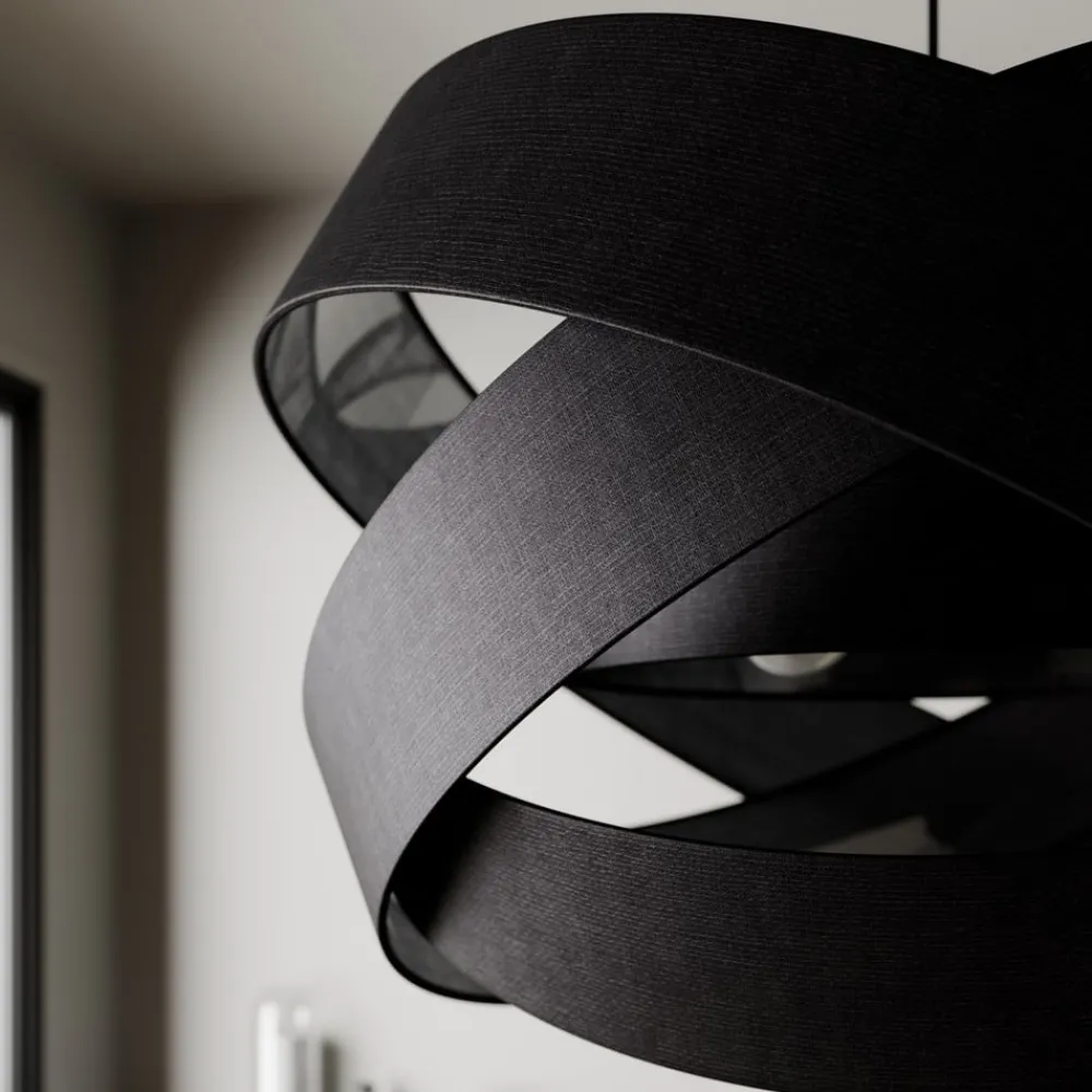 Lindby Gang|Pendellamper > pendellampe Simaria, sort, tekstil, Ø 60 cm, E27